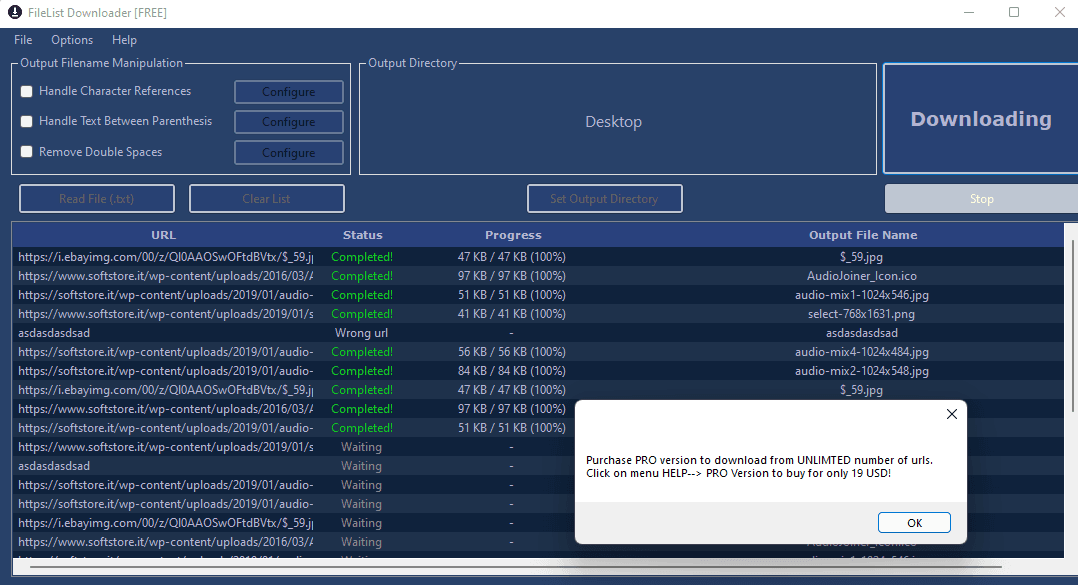 How to download all files from a list of URLs (photos, PDFs, videos)